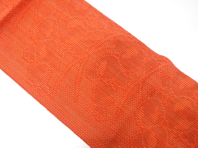 羅　芝草に万寿菊模様織り出し　名古屋帯